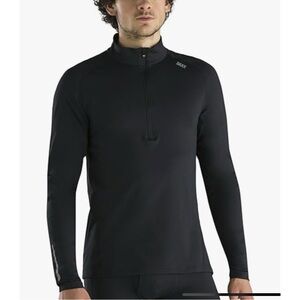 Saxx ThermoFlyte Half-Zip Base Layer Top in Black Size S